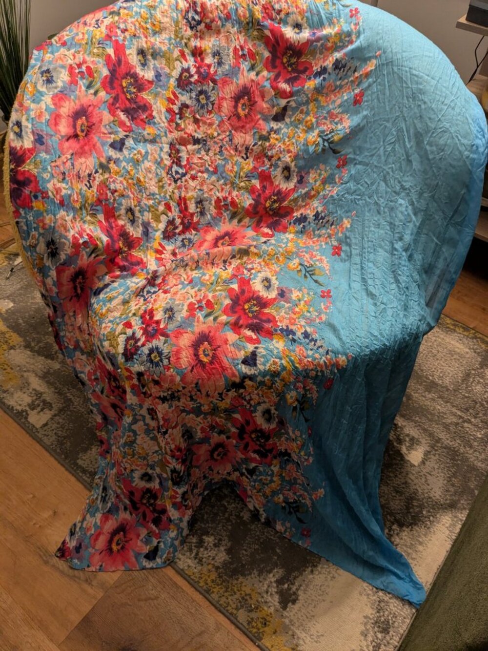 Floral Print Beach Cover-Up Scarf Wrap Shawl 76 x 41